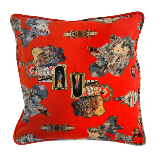 Luxurious Velvet Elegant Pillows in iconic print Sicily red