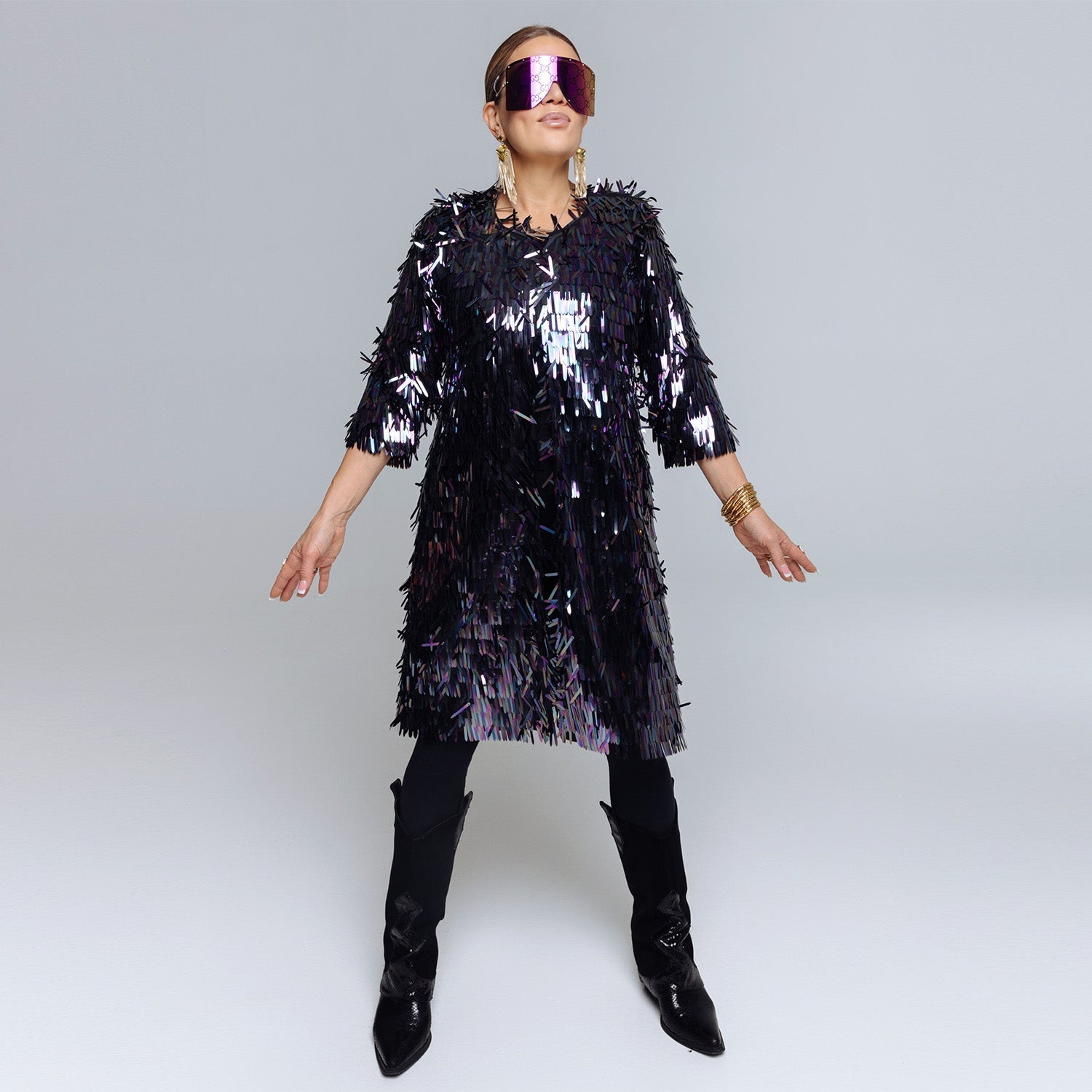 Luxury spike sequin purple occasioncoat-fest-kappa-frakke-mantel