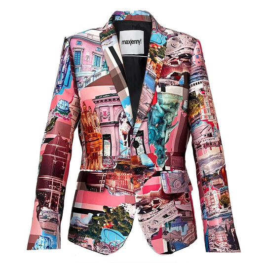 Men's blazer jacket stockholm royal pink printed