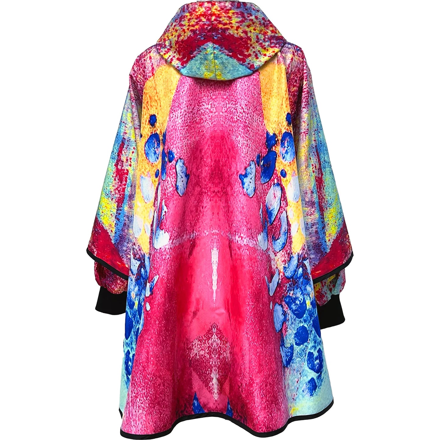 Rainponcho pink akvarell printed