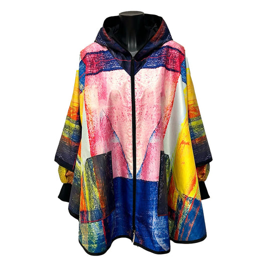 Rainponcho pink blue printed