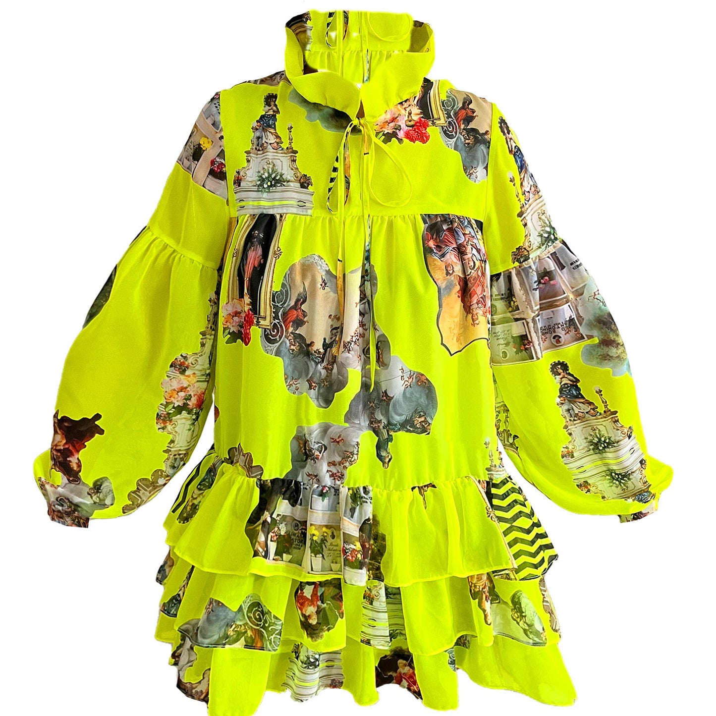 Sicily neon yellow iris dress-klänning-kleid-dam-kjole