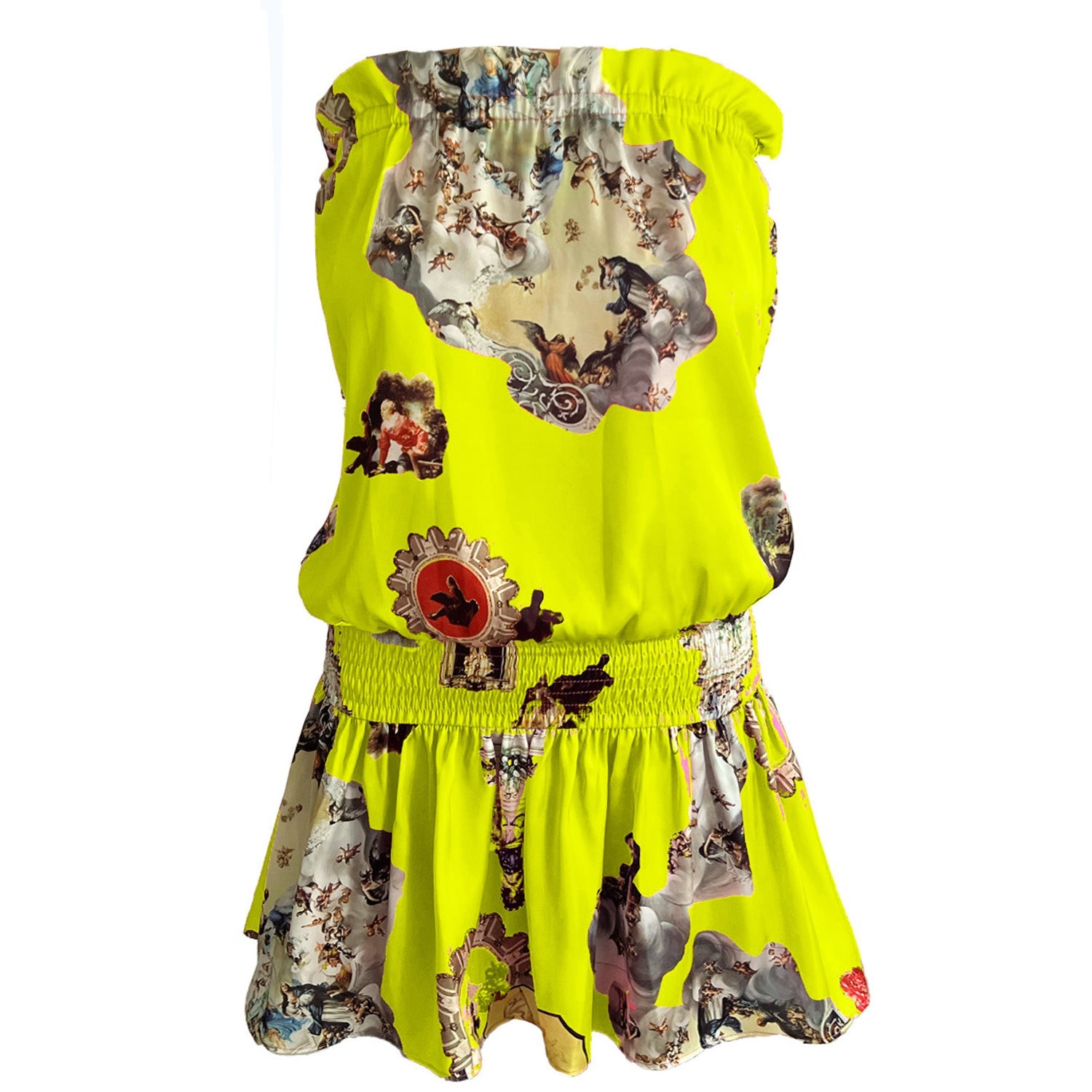 Sicily neon yellow marbs dress-klänning-kleid-dam-kjole