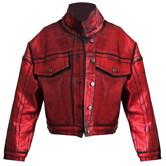 Streiff red foiled denim jacket-jacka-jakke-dam