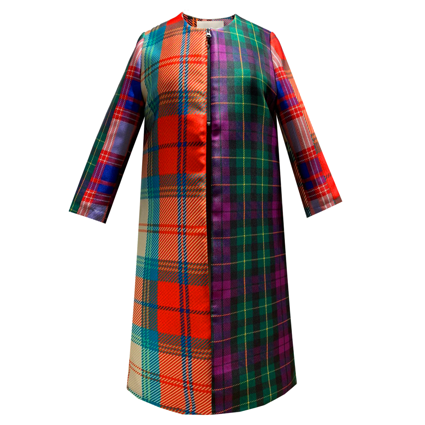 SALE tartan occasioncoat red blue-fest-kappa-frakke-mantel