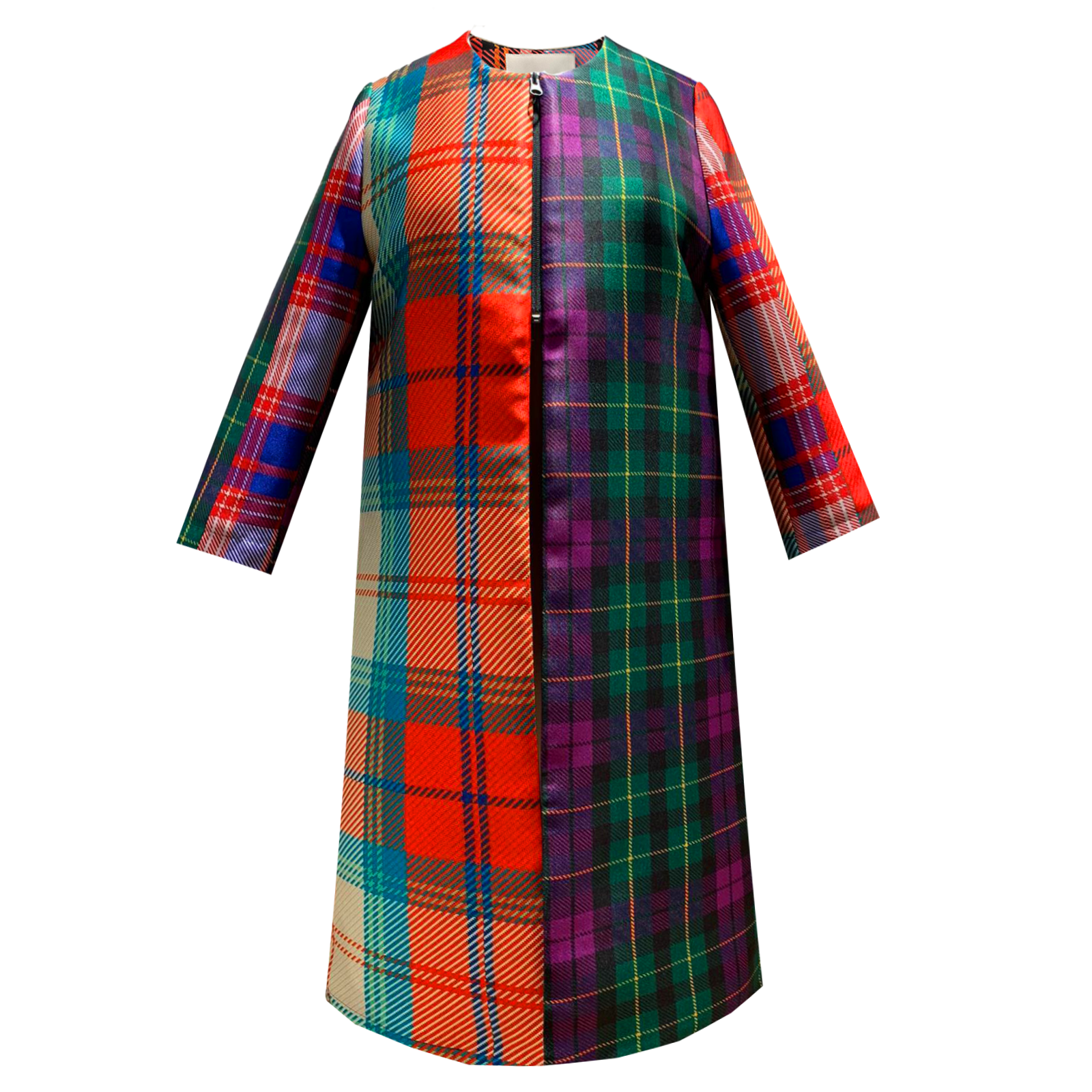 SALE tartan occasioncoat red blue-fest-kappa-frakke-mantel