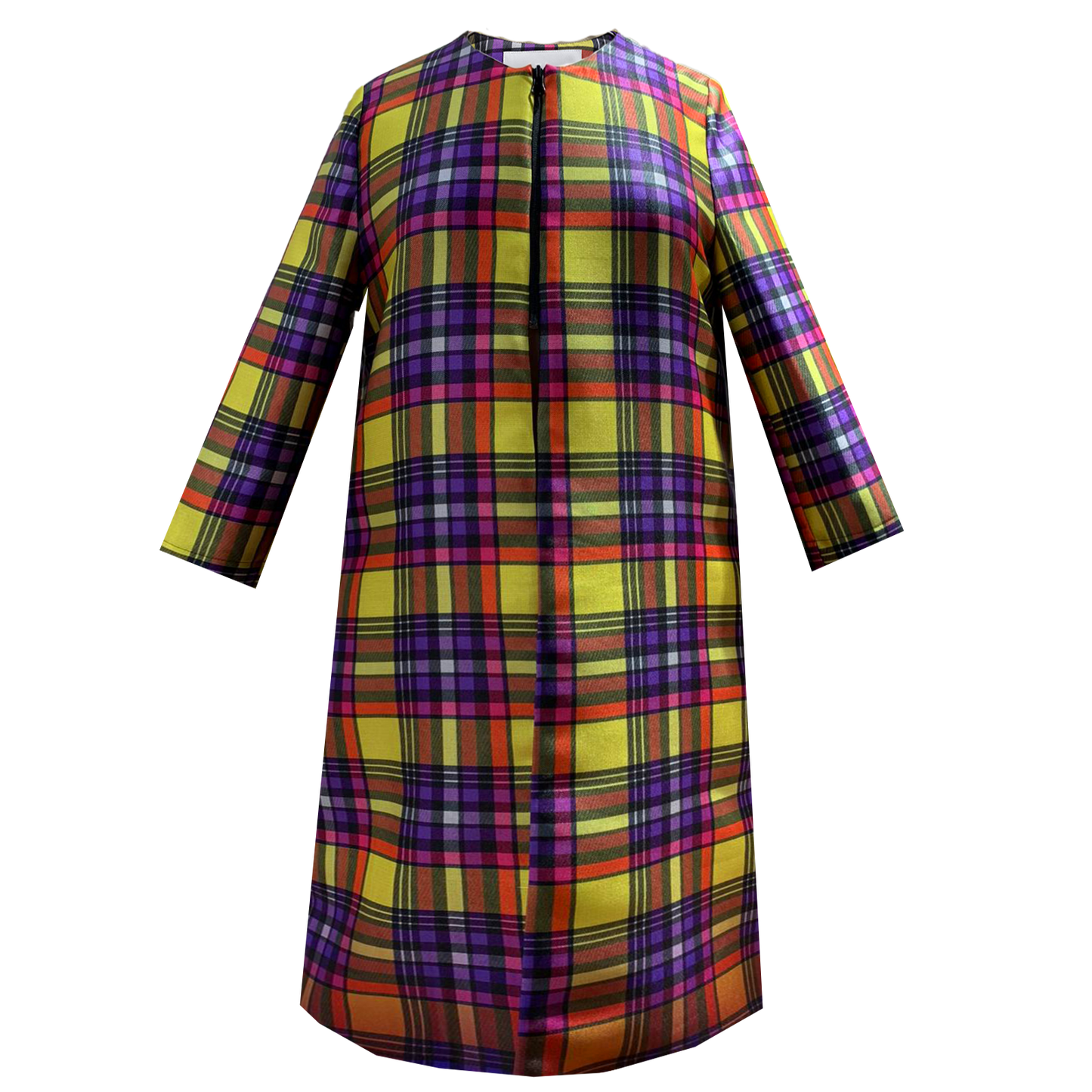 SALE tartan occasioncoat yellow purple-fest-kappa-frakke-mantel