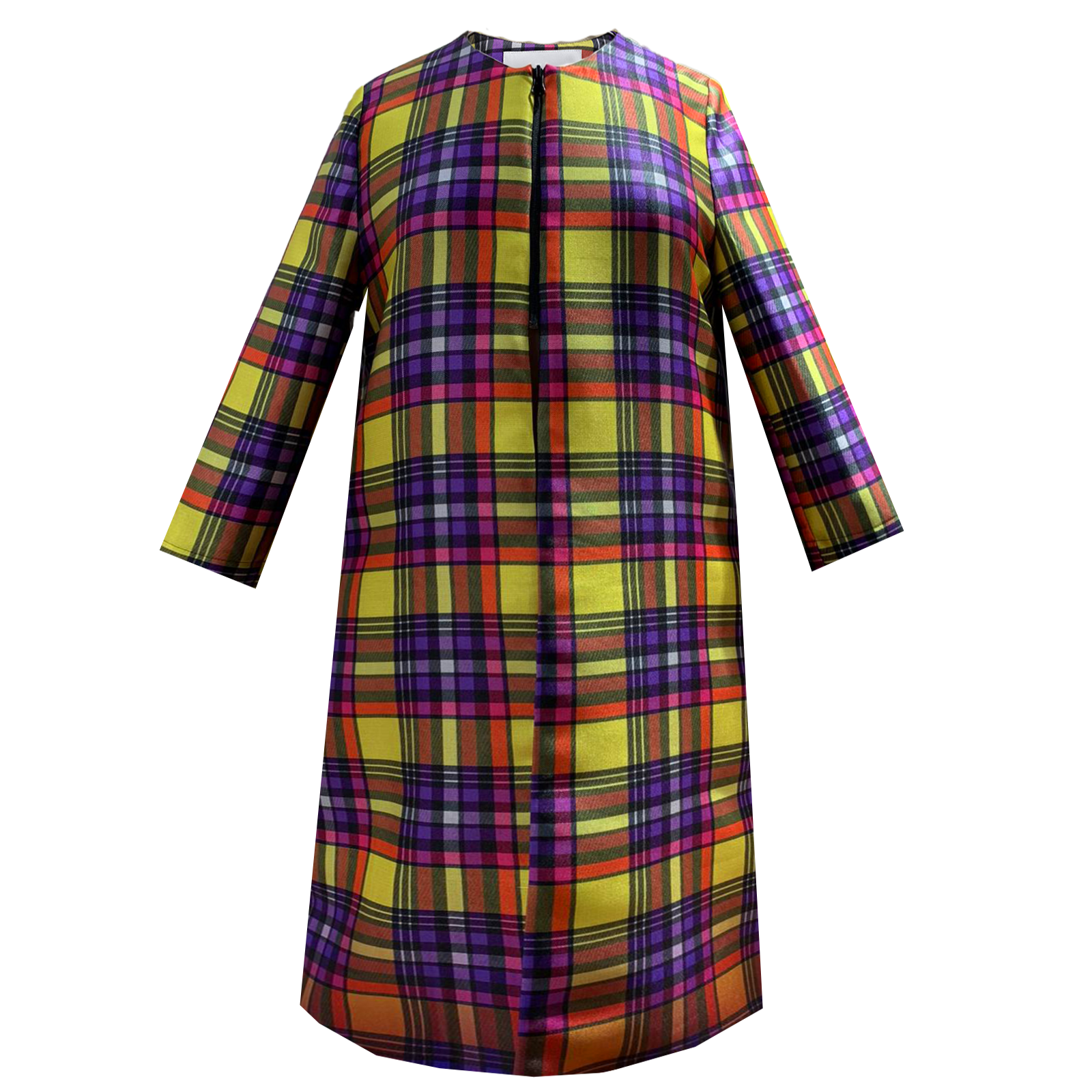 SALE tartan occasioncoat yellow purple-fest-kappa-frakke-mantel