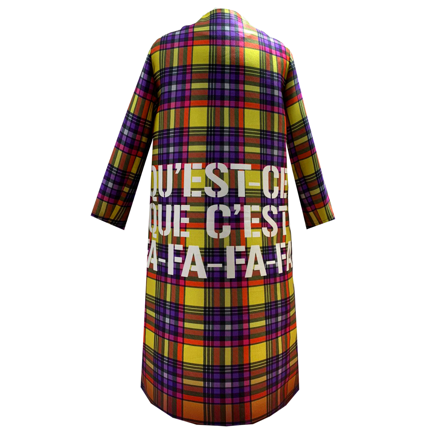 SALE tartan occasioncoat yellow purple-fest-kappa-frakke-mantel