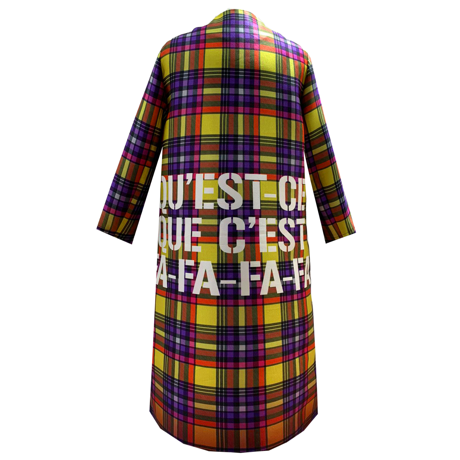 SALE tartan occasioncoat yellow purple-fest-kappa-frakke-mantel