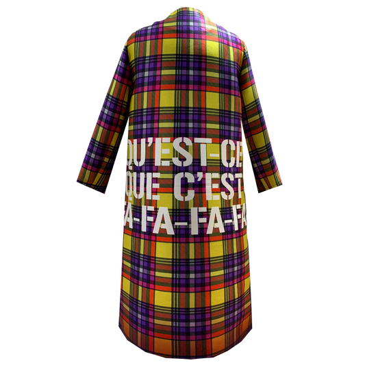 SALE tartan occasioncoat yellow purple-fest-kappa-frakke-mantel